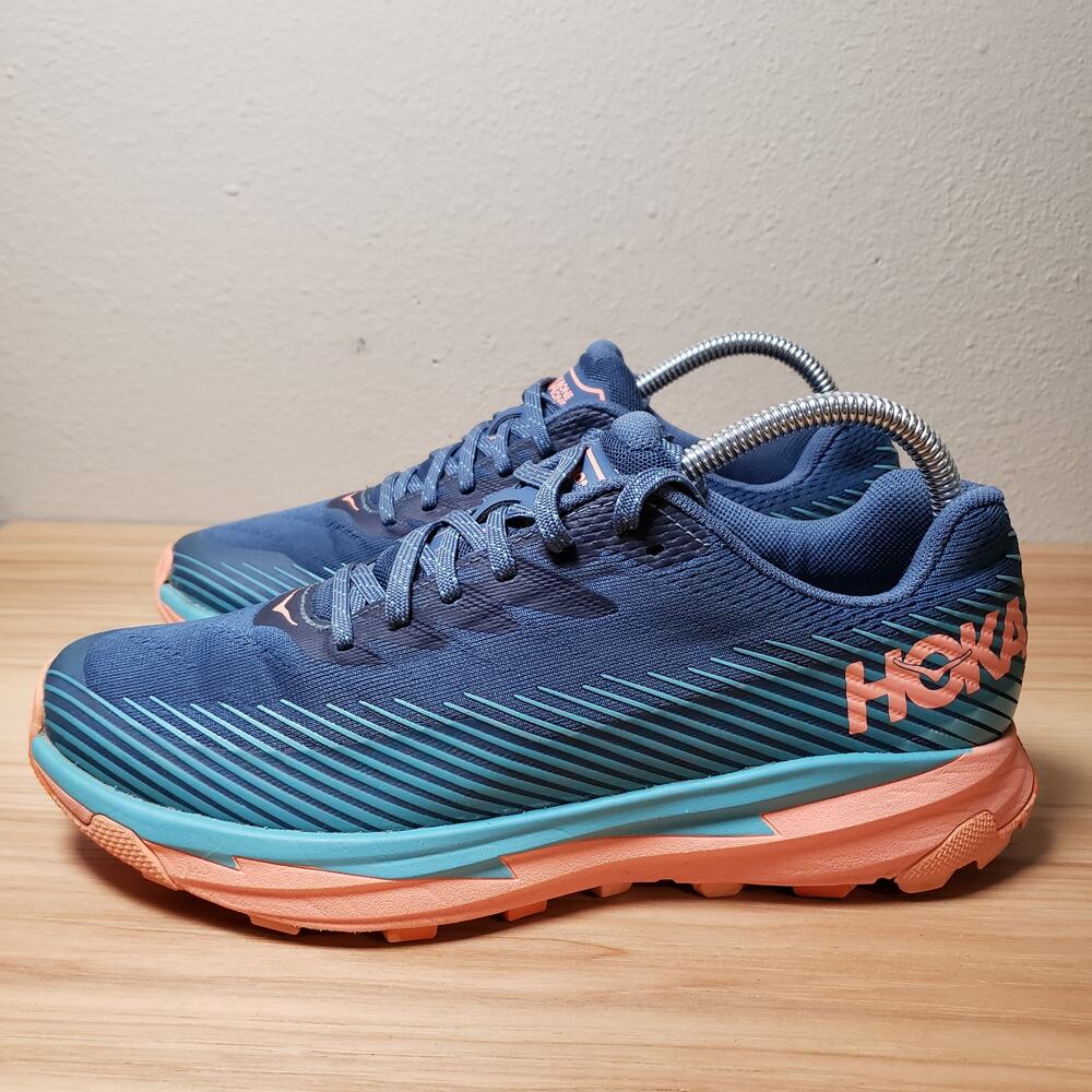 Hoka Womens 8.5 Torrent 2 Trail Running Sneakers Teal Blue Orange Athletic Shoe